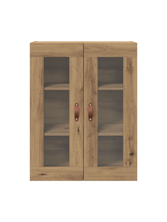Wall Living Room Display Cabinet made of Particleboard with Glass Walnut 69.5x34x90cm