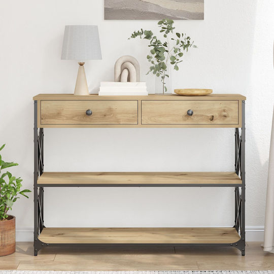 Console Table Wood & Metal Artisan Oak L100xW28xH75cm