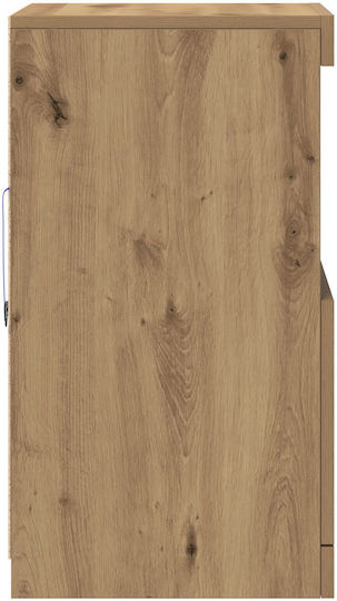 Living Room Display Cabinet Made of Particle Board with Glass and Lighting Brown 41x37x67cm