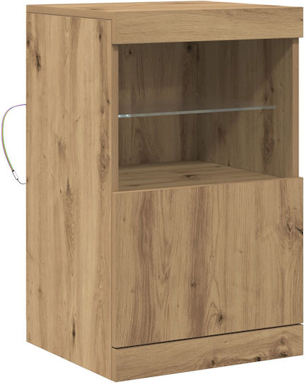 Living Room Display Cabinet Made of Particle Board with Glass and Lighting Brown 41x37x67cm