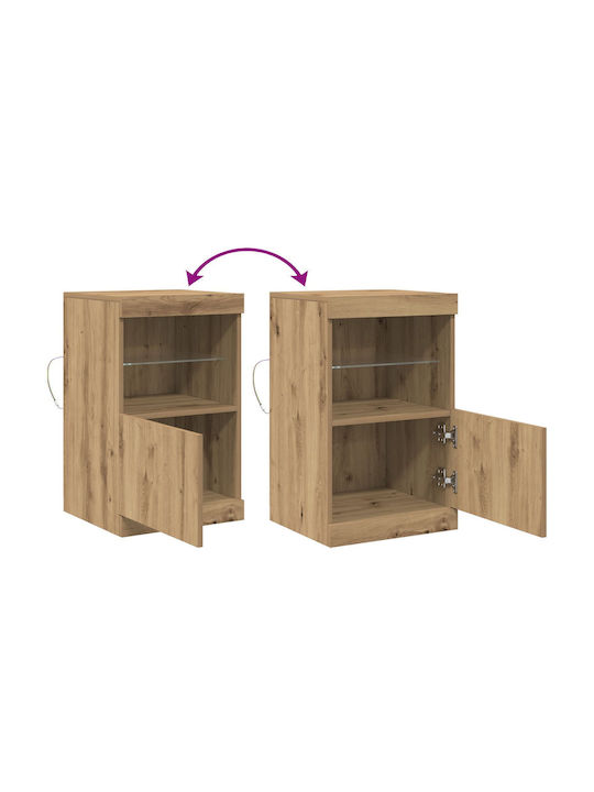 Floor-standing Living Room Display Cabinet made of Particleboard with Glass & Lighting Brown 41x37x67cm