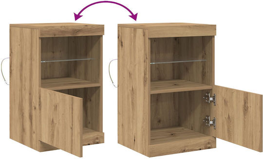Living Room Display Cabinet Made of Particle Board with Glass and Lighting Brown 41x37x67cm