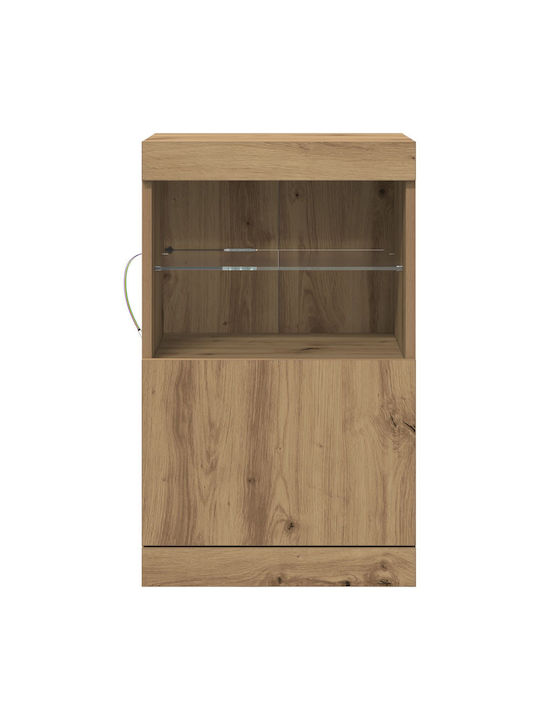 Floor-standing Living Room Display Cabinet made of Particleboard with Glass & Lighting Brown 41x37x67cm