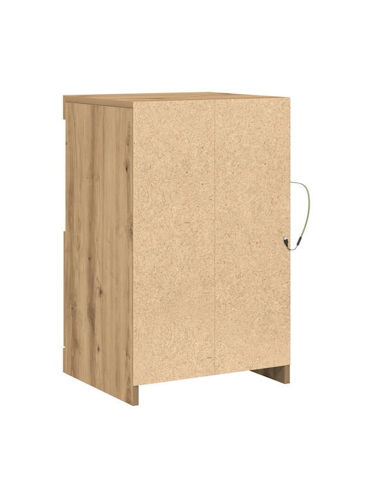 Floor-standing Living Room Display Cabinet made of Particleboard with Glass & Lighting Brown 41x37x67cm