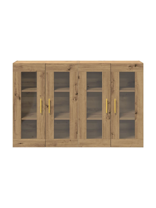 Wand Wohnzimmer Vitrine aus Spanplatte mit Glas Walnut 139x34x90cm