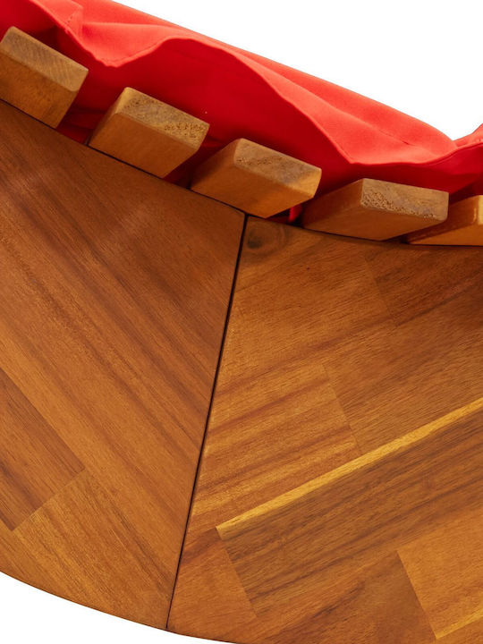 Ξαπλώστρα Ξύλινη με Μαξιλάρι Κόκκινη 60x154x74εκ.