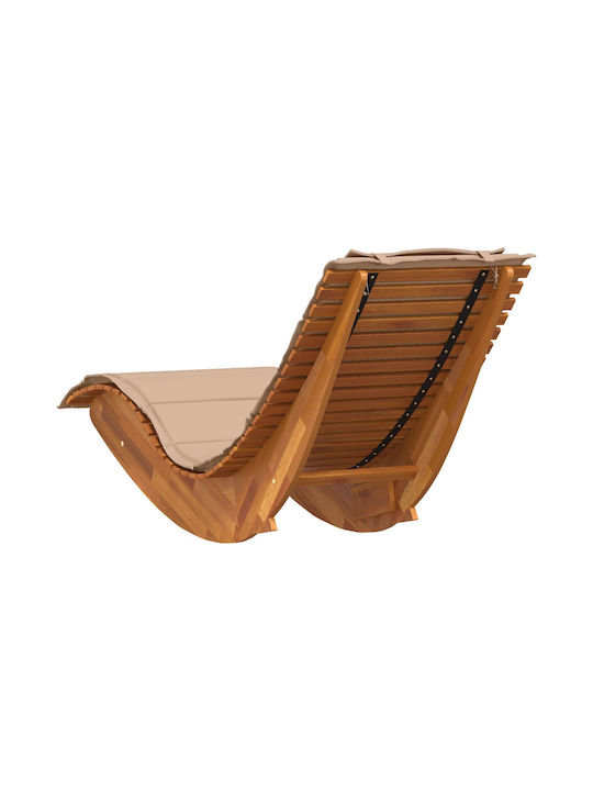 Deckchair Wooden with Cushion Beige 60x154x74cm.