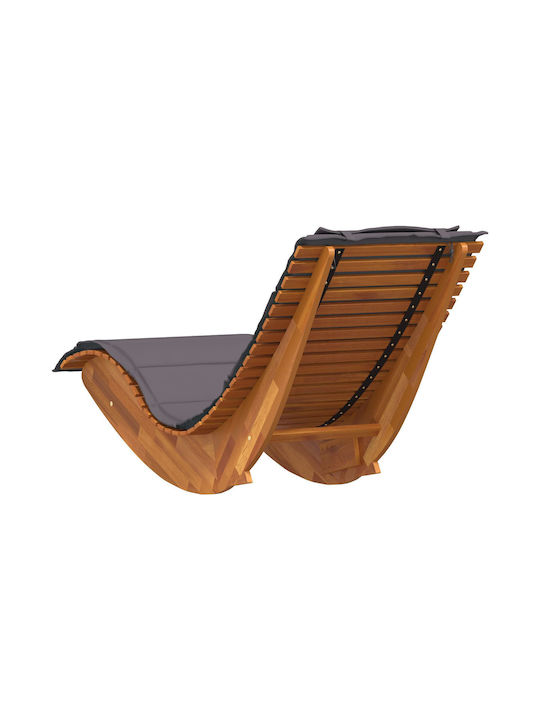 Deckchair Double Wooden with Cushion Gray 60x154x74cm.