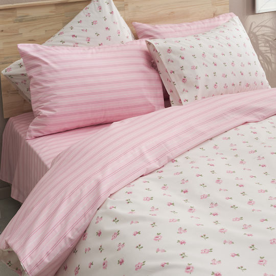 Charalambidis Textiles Άνοιξη Σεντόνι Μονό με Λάστιχο 90x200+30εκ. Ροζ