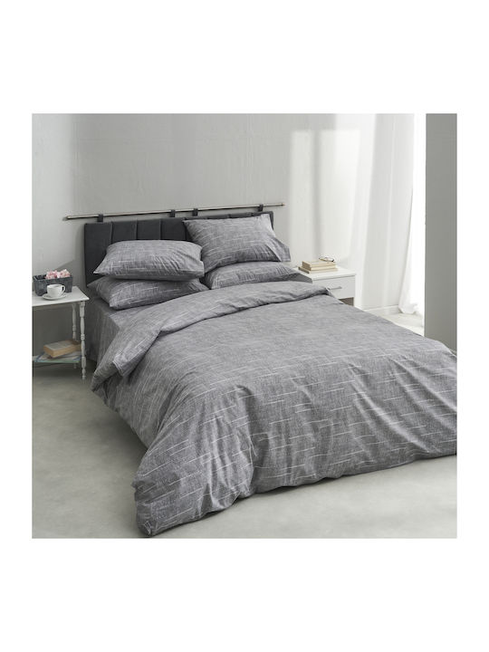 Charalambidis Textiles Κουκκίδες Σετ Σεντόνια Μονά 160x260εκ. Γκρι (3τμχ)