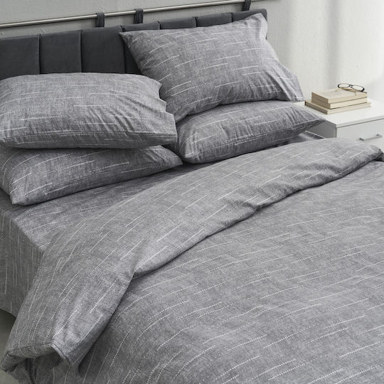 Charalambidis Textiles Сет Чаршафи 160x260см. Точки Сив 3бр