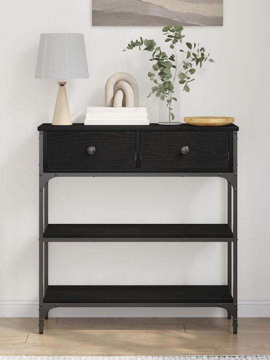 Console Table Wood & Metal Black Oak L72.5xW25xH75cm