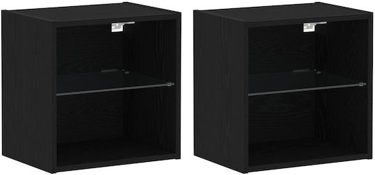 Wooden Bedside Tables Black Oak 2 Pieces 40x28.5x40cm