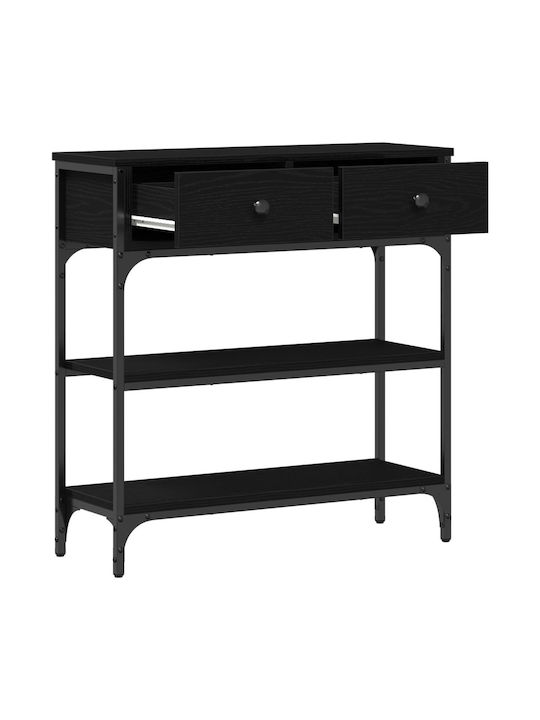 Console Table Wood & Metal Black Oak L72.5xW25xH75cm