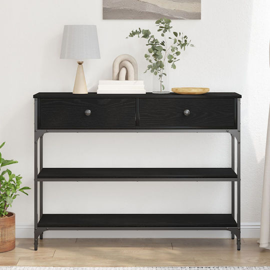 Console Table Wood & Metal Black Oak L100xW25xH75cm