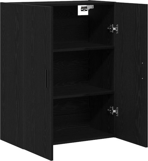 Wall Living Room Cabinet Made of Particle Board Black Oak 69.5x34x90cm