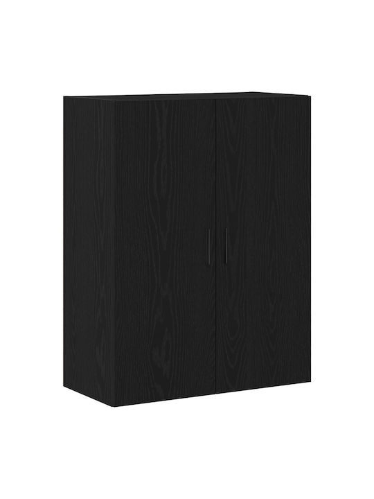 Wall Living Room Cabinet Made of Particle Board Black Oak 69.5x34x90cm
