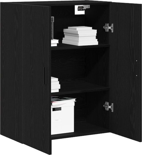 Wall Living Room Cabinet Made of Particle Board Black Oak 69.5x34x90cm