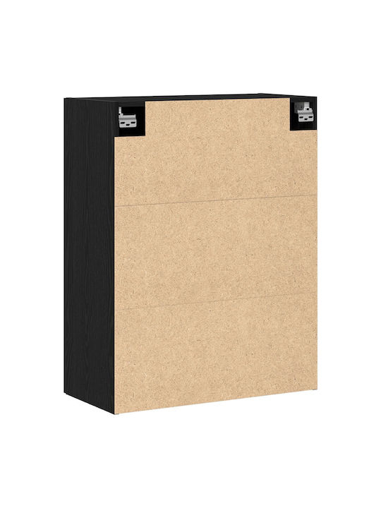 Wall Living Room Cabinet Made of Particle Board Black Oak 69.5x34x90cm