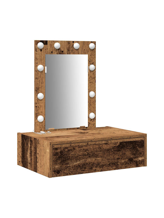 Wandmontierte Schminktisch Schlafzimmer Holz Alt Holz mit Spiegel 60x40x70cm