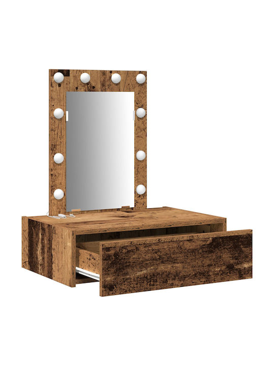 Wandmontierte Schminktisch Schlafzimmer Holz Alt Holz mit Spiegel 60x40x70cm