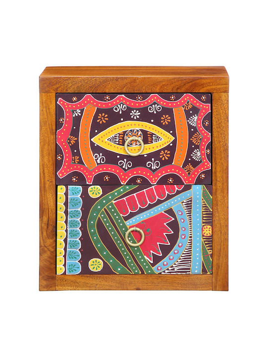 Κομοδίνο από Μασίφ Ξύλο Πολύχρωμο 35x30x40cm