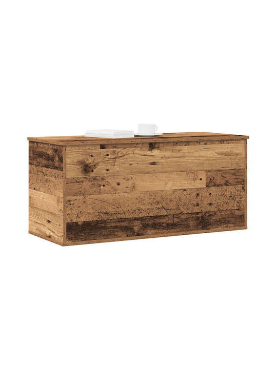 vidaXL Дърво Кутия за съхранение с капак Бял 100x42x46см 1бр