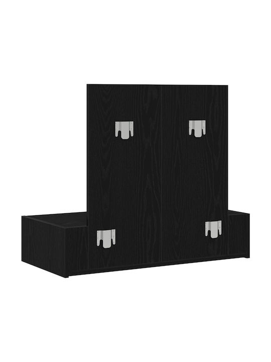 Wandmontage Schminktisch Schlafzimmer Holz Schwarz Eiche mit Spiegel 83x40x70cm