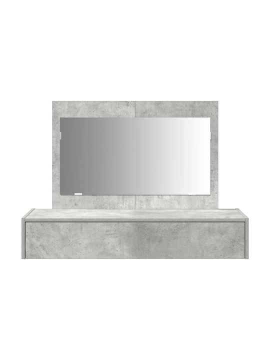 Wandmontage Schminktisch Schlafzimmer Holz Grau Beton mit Spiegel 100x40x70cm