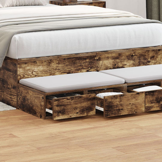 vidaXL Bed Drawer made of Wood Smoked Oak 120x36.5x16.5cm