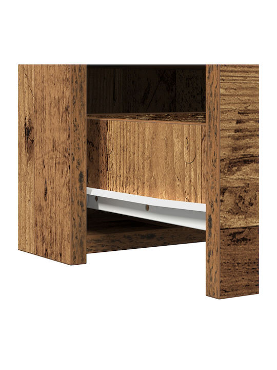 Wall-Mounted Makeup Dressing Table Wooden Brown with Mirror 83x40x70cm