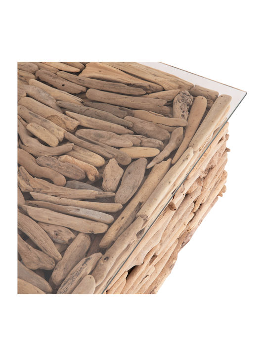 Square Central Coffee Table Sparrow Made of Solid Wood Driftwood M95xL95xH51cm