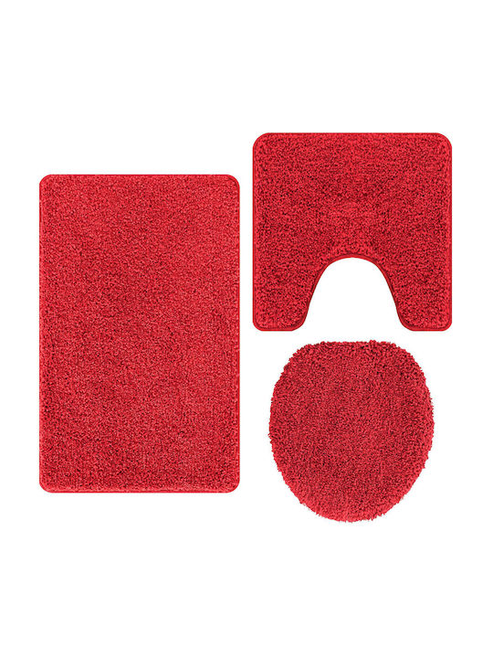vidaXL Non-Slip Bath Mats Set 4019868 Red 3pcs