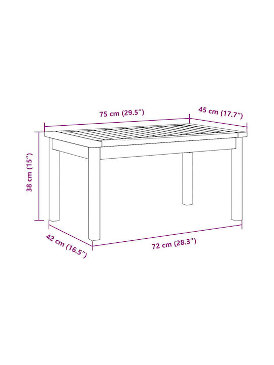 Sitting Room Table for Small Outdoor Spaces Made of Acacia 75x40x38cm