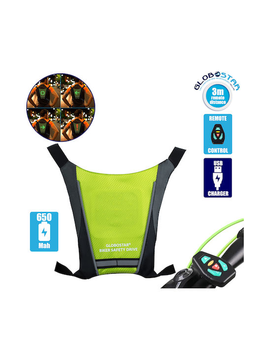 GloboStar Cycling Safety Vest Green with Bright LED Signage