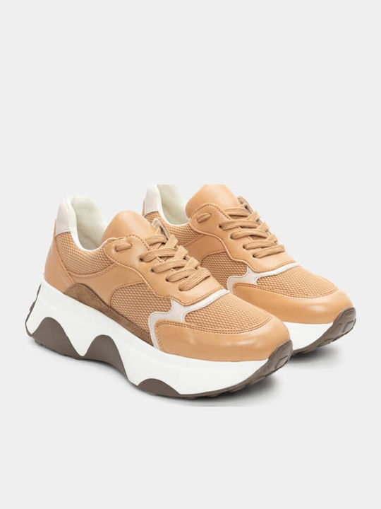 Damen Flatforms Sneakers Beige-dark