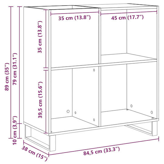 vidaXL Hi-Fi Möbel Braun 38x84.5x89cm