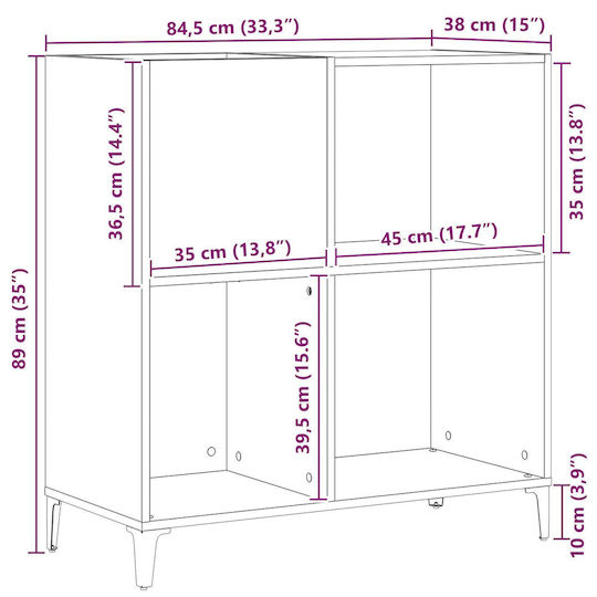 vidaXL Hi-Fi Furniture Black 38x84.5x89cm