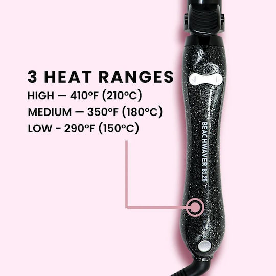 Beachwaver B1.25 Περιστρεφόμενη Πρέσσα Μαλλιών Μπούκλες Black Glitter Beachwaver