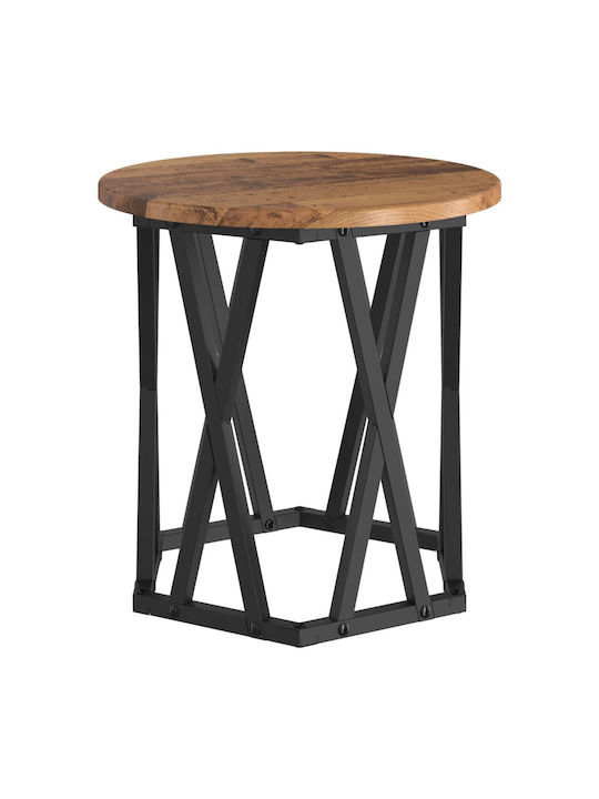Round Side Coffee Table Made of Solid Wood Brown 2 Pieces W50xL50xH40cm