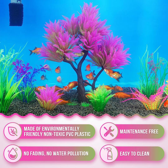Rosa Plastik-Aquarienbaum-Set Künstliche Büsche