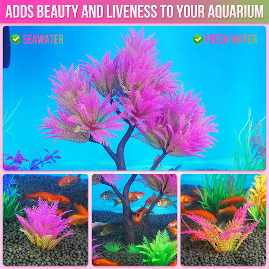 Rosa Plastik-Aquarienbaum-Set Künstliche Büsche