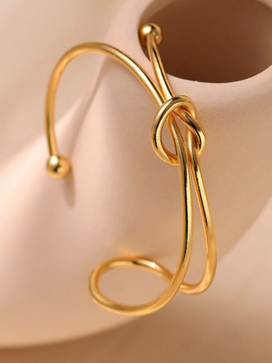 Met Women's Bracelet Handcuffs Stainless Steel Gold Plated 7cm