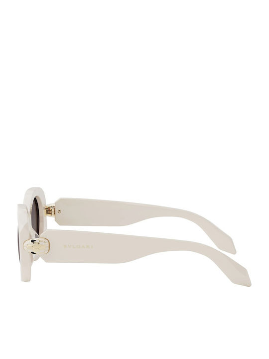 Bvlgari Damen Sonnenbrille mit Weiß Kunststoff Gestell und Gray Linse