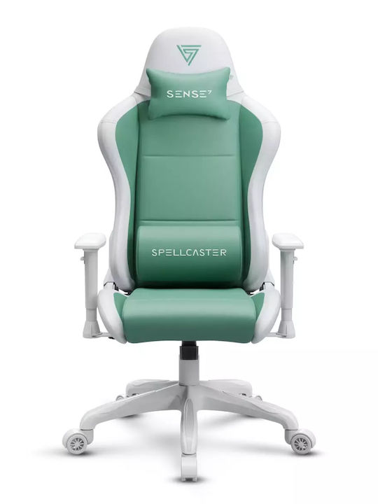 SENSE7 Spellcaster FUKU Artificial Leather Gaming Chair with Adjustable Arms White/Green