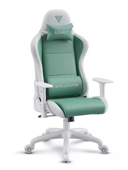 SENSE7 Spellcaster FUKU Artificial Leather Gaming Chair with Adjustable Arms White/Green