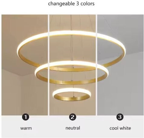 Home Lighting Pendant Light Gold LED with Warm to Cool White Light 60x40x20cm