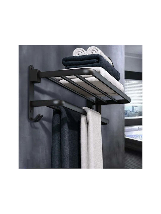 Wallex Towelrack 60 Double Wall-Mounted Bathroom Shelf Unit with Screws 60x40cm Gray