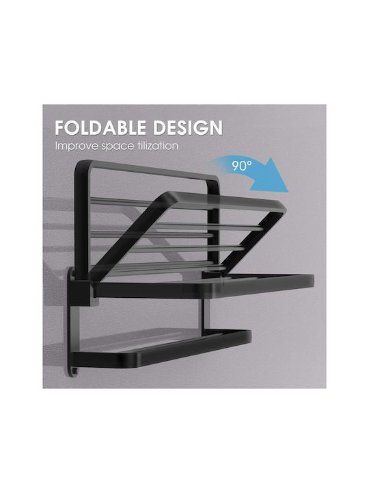 Wallex Towelrack 60 Double Wall-Mounted Bathroom Shelf Unit with Screws 60x40cm Gray