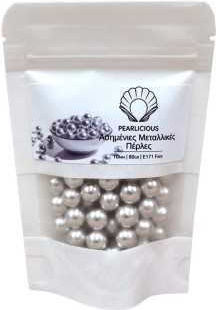 Silver Metallic Sugar Pearls 1cm 80g